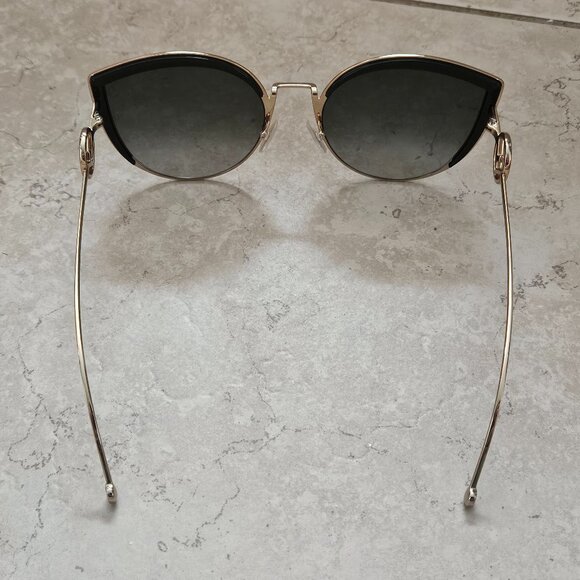 NWOT FENDI BUTTERFLY ITALY BLACK GOLD CAT EYE METAL F LOGO OVERSIZED SUNGLASSES main image 5